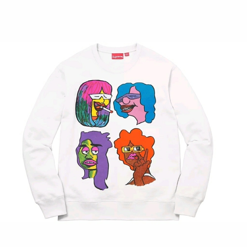 Supreme Gonz Heads Crewneck Sweater - New Lg
